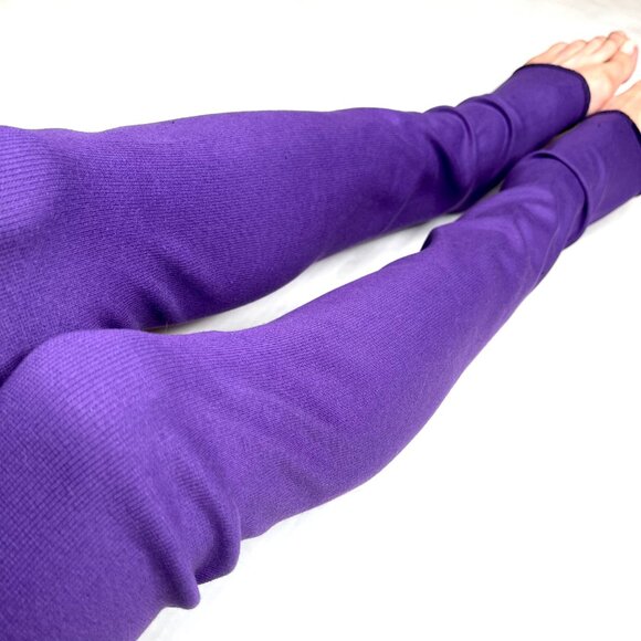 Purple Thigh Highs Ribbed Knit Leg Warmers Long Cotton Knee Socks Covers Legging - Picture 6 of 9